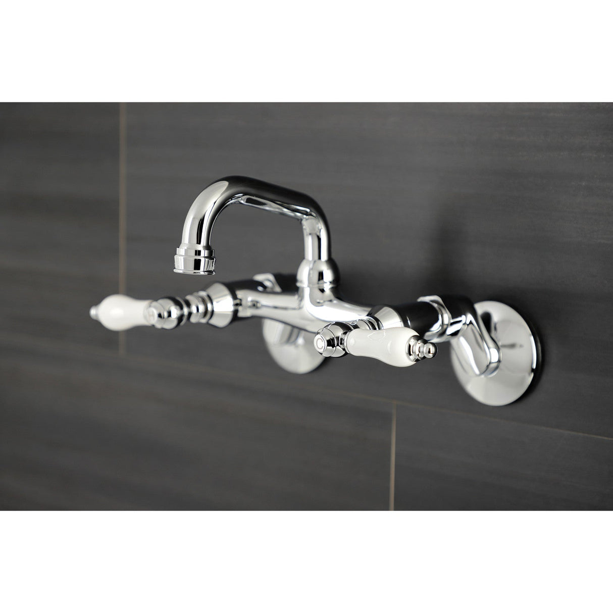 Kingston KS512C Two-Handle 2-Hole Wall Mount Bar Faucet, Polished Chrome