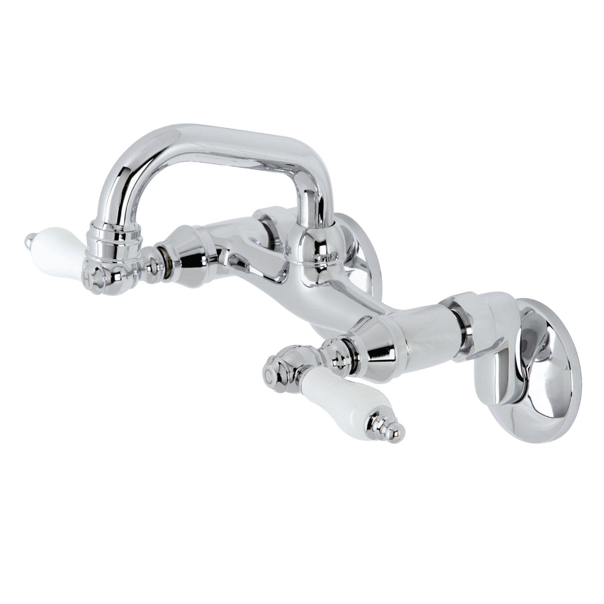 Kingston KS512C Two-Handle 2-Hole Wall Mount Bar Faucet, Polished Chrome