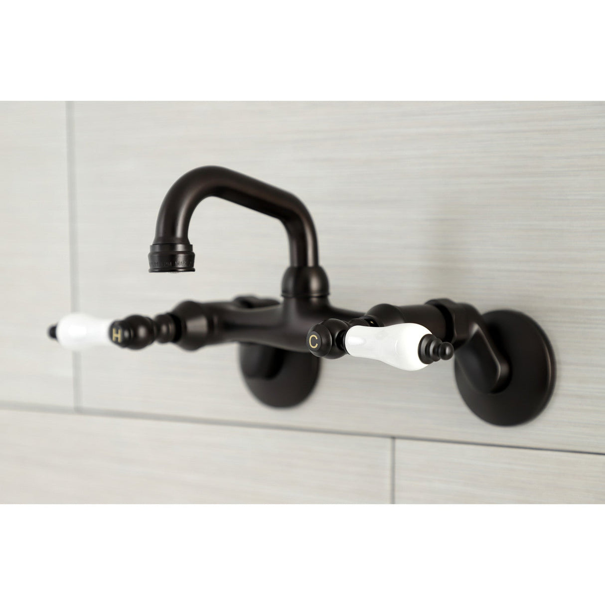 Kingston KS512ORB Two-Handle 2-Hole Wall Mount Bar Faucet, Oil Rubbed Bronze