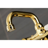 Kingston KS512PB Two-Handle 2-Hole Wall Mount Bar Faucet, Polished Brass