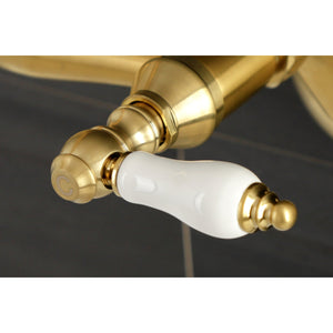 Kingston KS512SB Two-Handle 2-Hole Wall Mount Bar Faucet, Brushed Brass