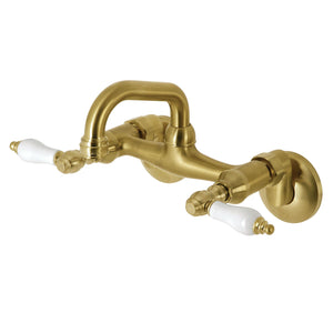 Kingston KS512SB Two-Handle 2-Hole Wall Mount Bar Faucet, Brushed Brass