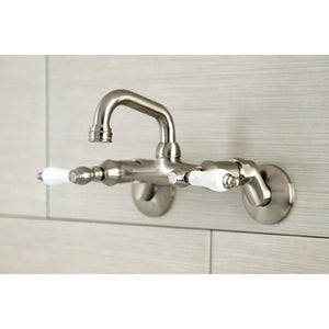 Kingston KS512SN Two-Handle 2-Hole Wall Mount Bar Faucet, Brushed Nickel