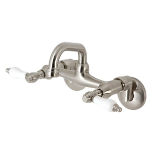 Kingston KS512SN Two-Handle 2-Hole Wall Mount Bar Faucet, Brushed Nickel