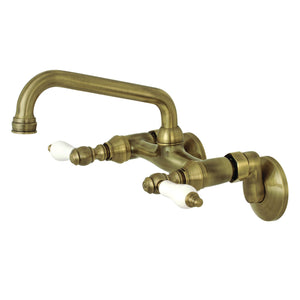 Kingston KS513AB Two-Handle 2-Hole Wall Mount Kitchen Faucet, Antique Brass