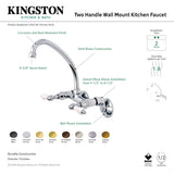 Kingston KS514AB Two-Handle 2-Hole Wall Mount Kitchen Faucet, Antique Brass