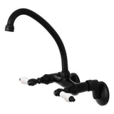 Kingston KS514MB Two-Handle 2-Hole Wall Mount Kitchen Faucet, Matte Black