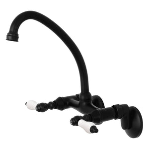 Kingston KS514MB Two-Handle 2-Hole Wall Mount Kitchen Faucet, Matte Black