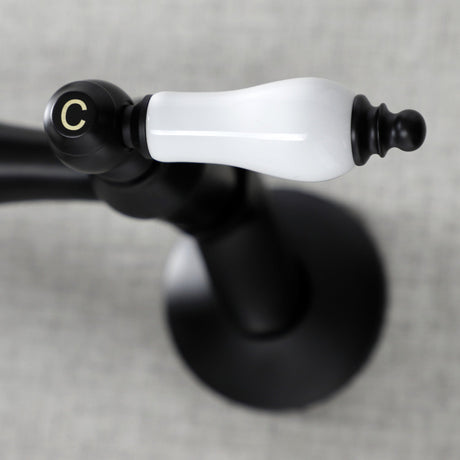 Kingston KS515MB Two-Handle 2-Hole Wall Mount Bathroom Faucet, Matte Black