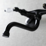 Kingston KS515MB Two-Handle 2-Hole Wall Mount Bathroom Faucet, Matte Black