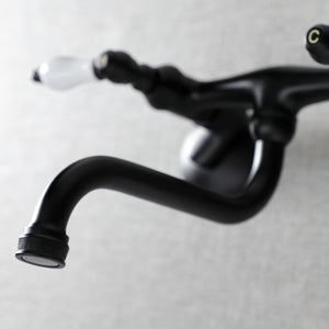 Kingston KS515MB Two-Handle 2-Hole Wall Mount Bathroom Faucet, Matte Black