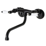 Kingston KS515MB Two-Handle 2-Hole Wall Mount Bathroom Faucet, Matte Black