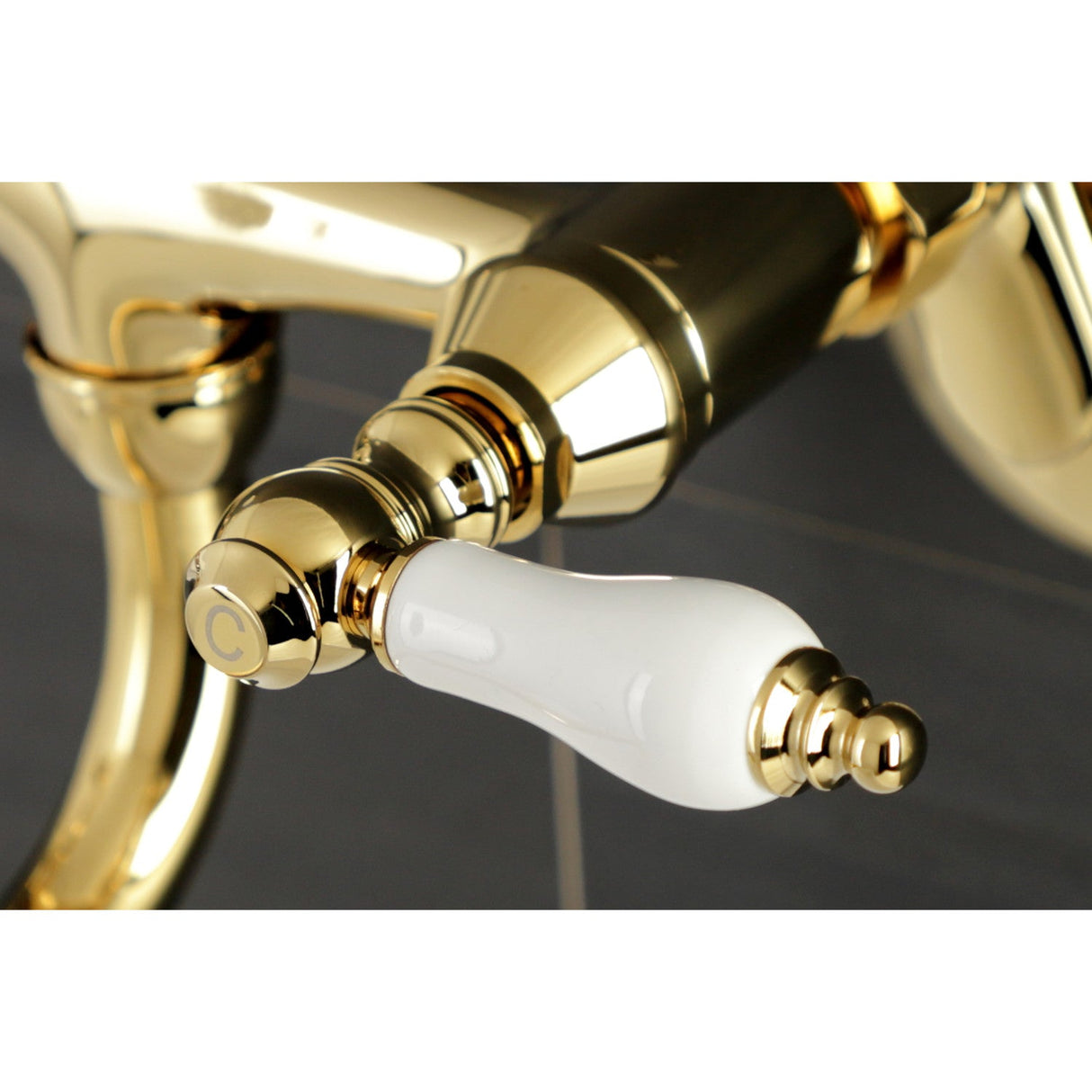 Kingston KS515PB Two-Handle 2-Hole Wall Mount Bathroom Faucet, Polished Brass