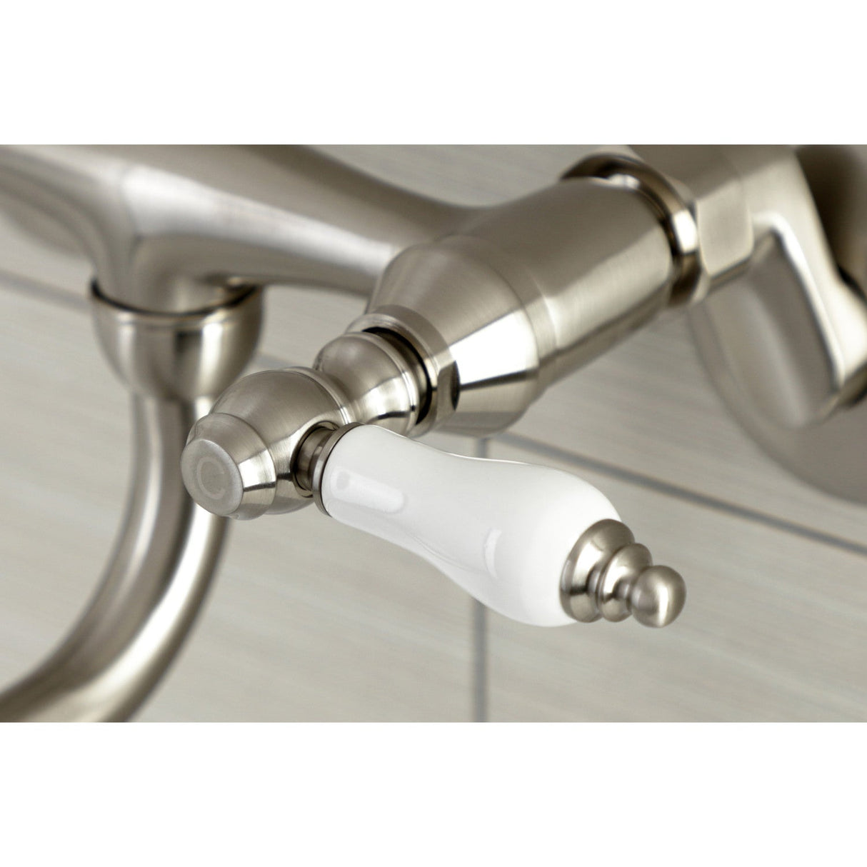 Kingston KS515SN Two-Handle 2-Hole Wall Mount Bathroom Faucet, Brushed Nickel