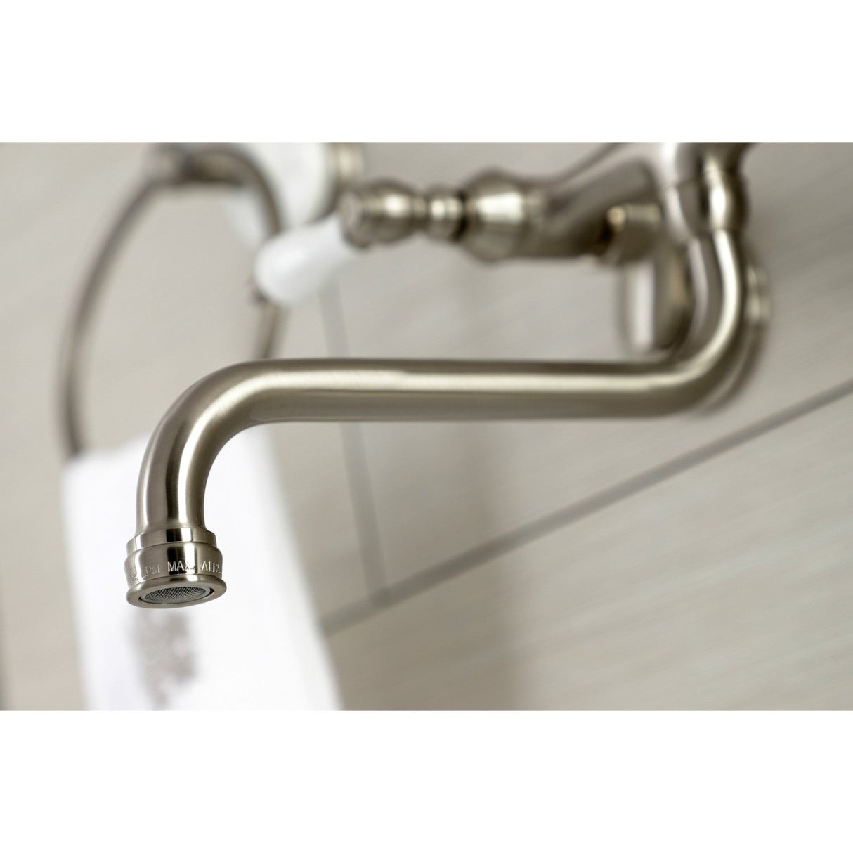 Kingston KS515SN Two-Handle 2-Hole Wall Mount Bathroom Faucet, Brushed Nickel