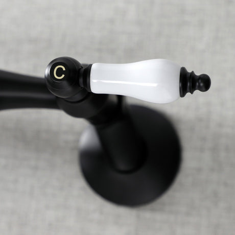 Kingston KS516MB Two-Handle 2-Hole Wall Mount Bathroom Faucet, Matte Black