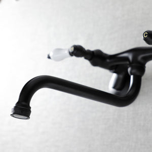 Kingston KS516MB Two-Handle 2-Hole Wall Mount Bathroom Faucet, Matte Black