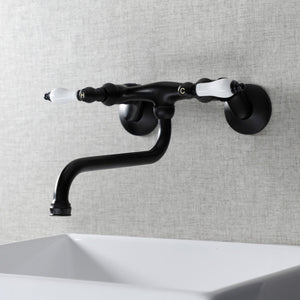 Kingston KS516MB Two-Handle 2-Hole Wall Mount Bathroom Faucet, Matte Black