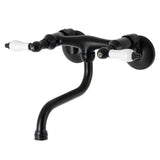 Kingston KS516MB Two-Handle 2-Hole Wall Mount Bathroom Faucet, Matte Black