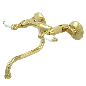 Kingston KS516PB Two-Handle 2-Hole Wall Mount Bathroom Faucet, Polished Brass