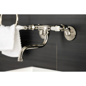 Kingston KS516PN Two-Handle 2-Hole Wall Mount Bathroom Faucet, Polished Nickel