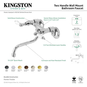 Kingston KS516SN Two-Handle 2-Hole Wall Mount Bathroom Faucet, Brushed Nickel