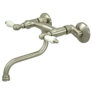 Kingston KS516SN Two-Handle 2-Hole Wall Mount Bathroom Faucet, Brushed Nickel