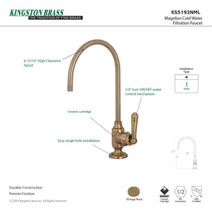 Magellan KS5193NML Single-Handle 1-Hole Deck Mount Water Filtration Faucet, Antique Brass