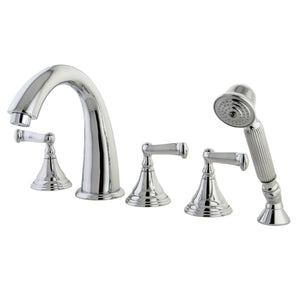 Royale KS53615FL Three-Handle 5-Hole Deck Mount Roman Tub Faucet with Hand Shower, Polished Chrome