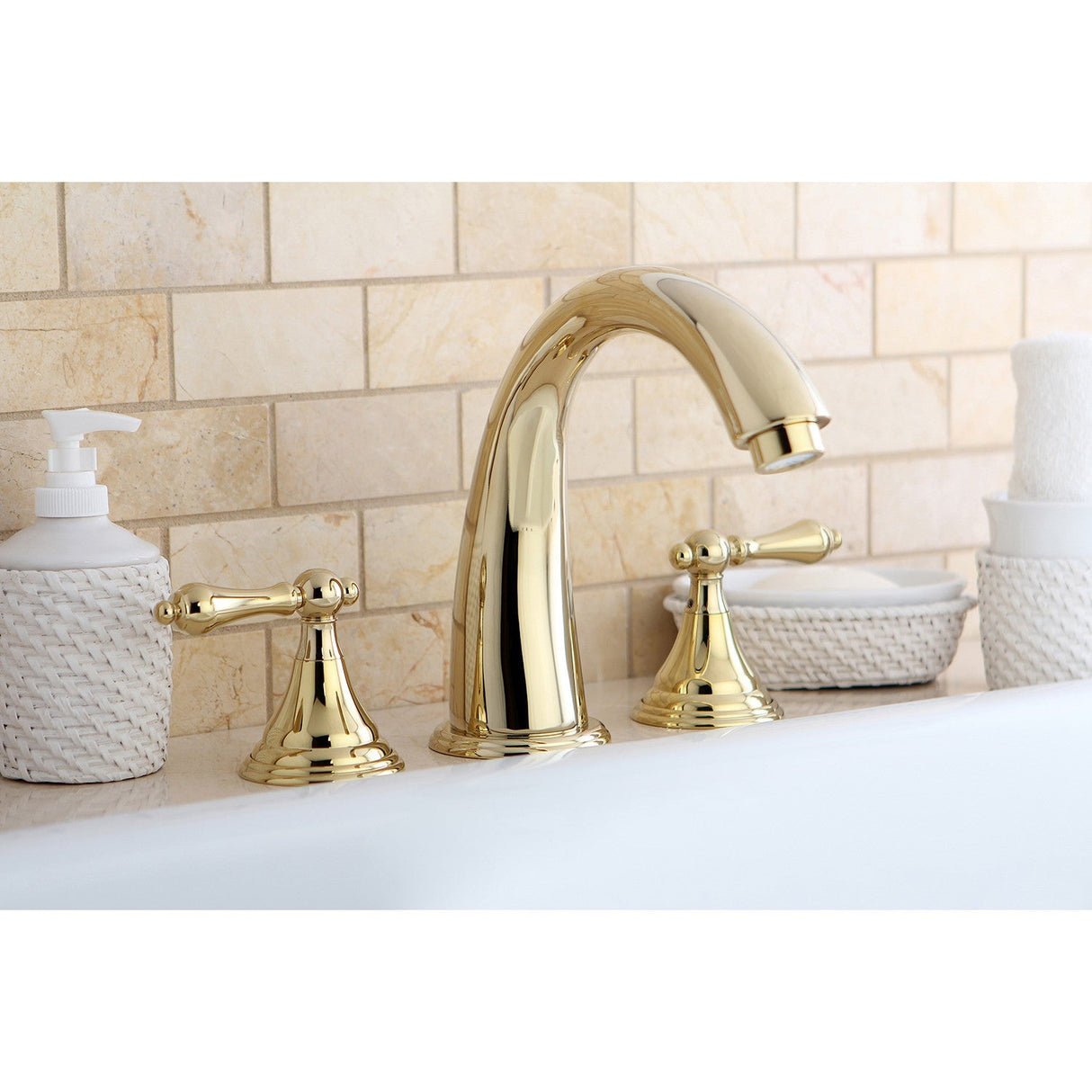 Vintage KS5362AL Two-Handle 3-Hole Deck Mount Roman Tub Faucet, Polished Brass