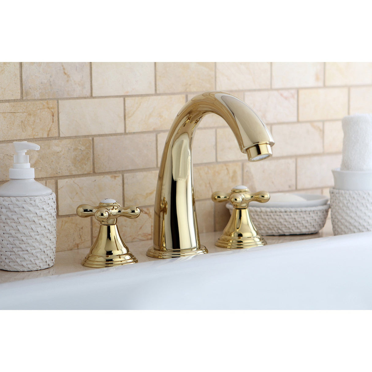 Vintage KS5362AX Two-Handle 3-Hole Deck Mount Roman Tub Faucet, Polished Brass