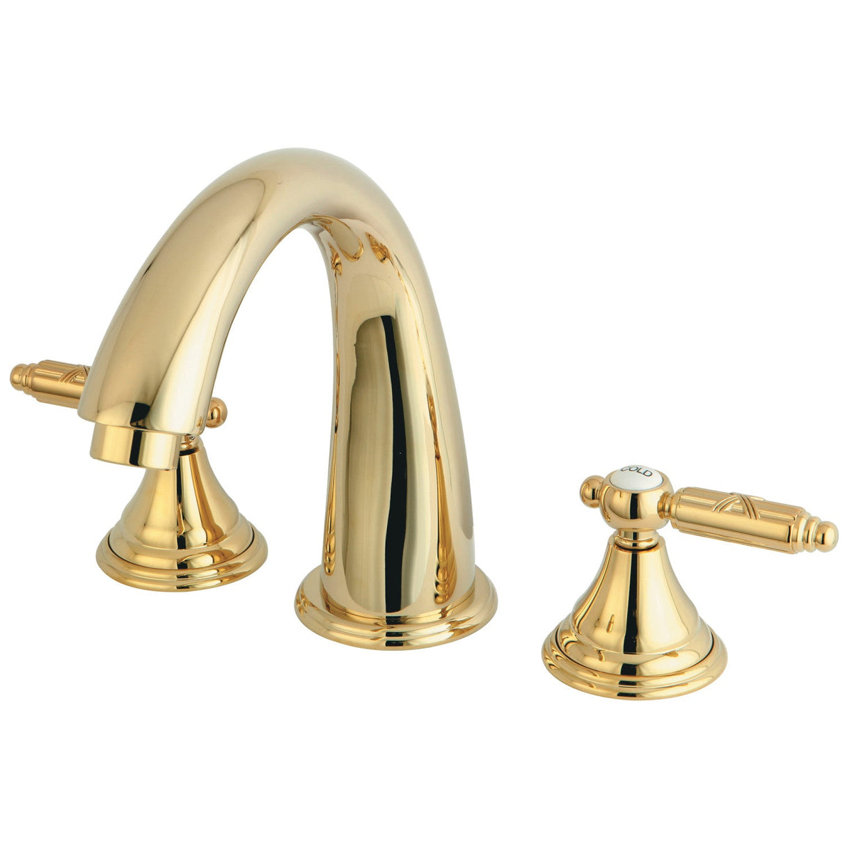 Georgian KS5362GL Two-Handle 3-Hole Deck Mount Roman Tub Faucet, Polished Brass