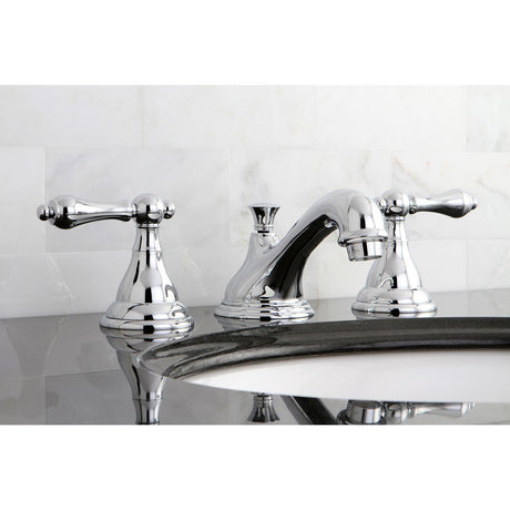 KS5561AL Two-Handle 3-Hole Deck Mount Widespread Bathroom Faucet with Brass Pop-Up, Polished Chrome
