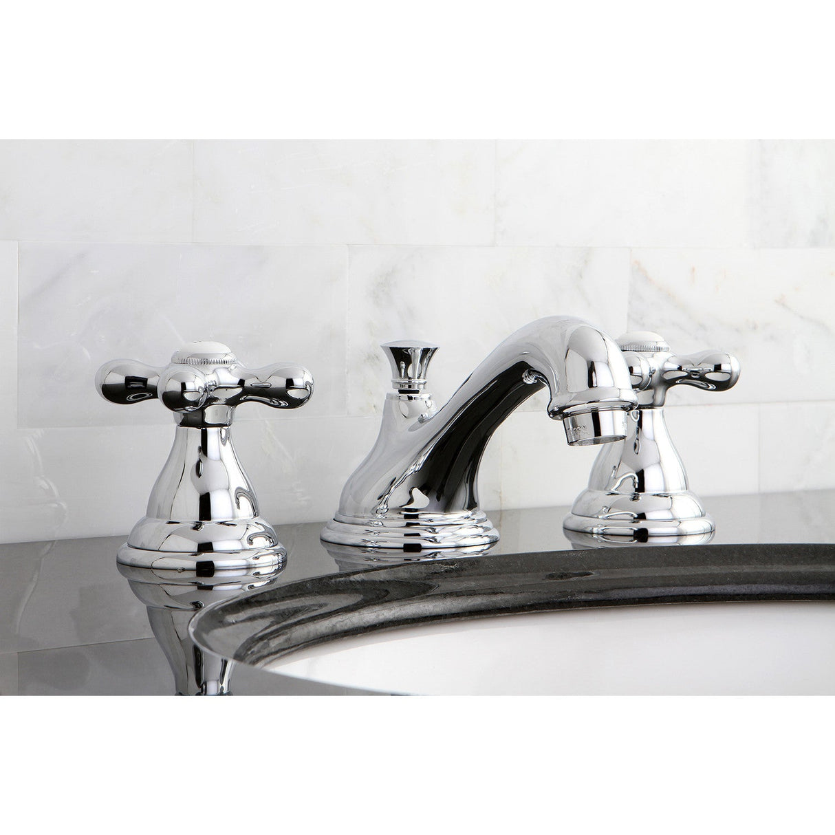 Royale KS5561AX Two-Handle 3-Hole Deck Mount Widespread Bathroom Faucet with Brass Pop-Up, Polished Chrome