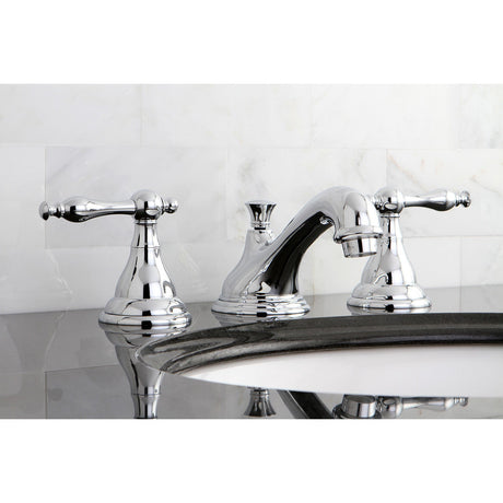 KS5561NL Two-Handle 3-Hole Deck Mount Widespread Bathroom Faucet with Brass Pop-Up, Polished Chrome