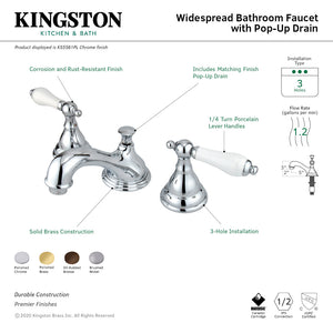 Royale KS5561PL Two-Handle 3-Hole Deck Mount Widespread Bathroom Faucet with Brass Pop-Up, Polished Chrome