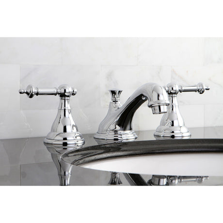 KS5561TL Two-Handle 3-Hole Deck Mount Widespread Bathroom Faucet with Brass Pop-Up, Polished Chrome