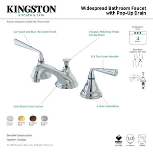 Silver Sage KS5561ZL Two-Handle 3-Hole Deck Mount Widespread Bathroom Faucet with Brass Pop-Up, Polished Chrome