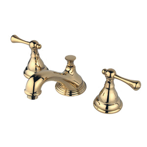KS5562BL Two-Handle 3-Hole Deck Mount Widespread Bathroom Faucet with Brass Pop-Up, Polished Brass