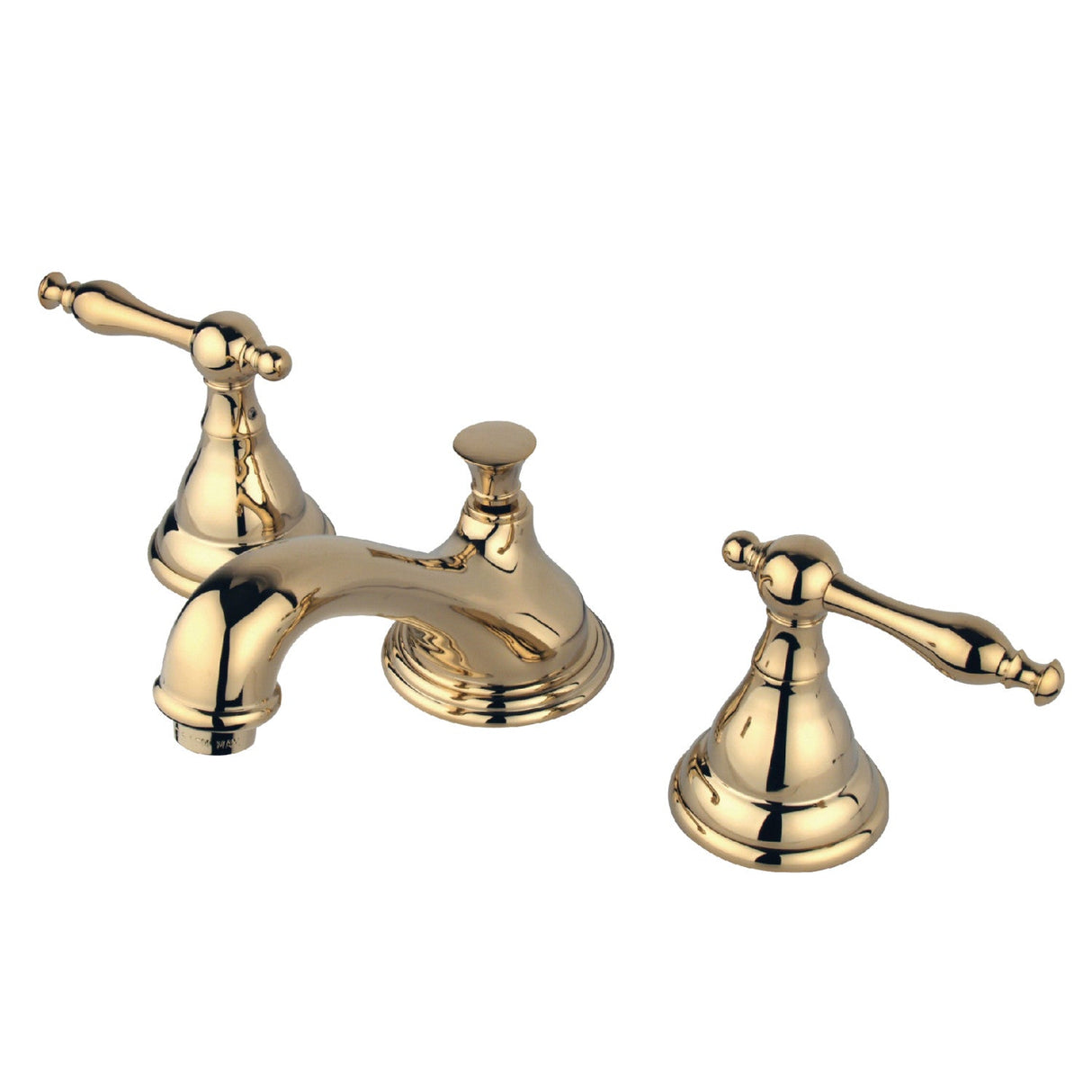 KS5562NL Two-Handle 3-Hole Deck Mount Widespread Bathroom Faucet with Brass Pop-Up, Polished Brass
