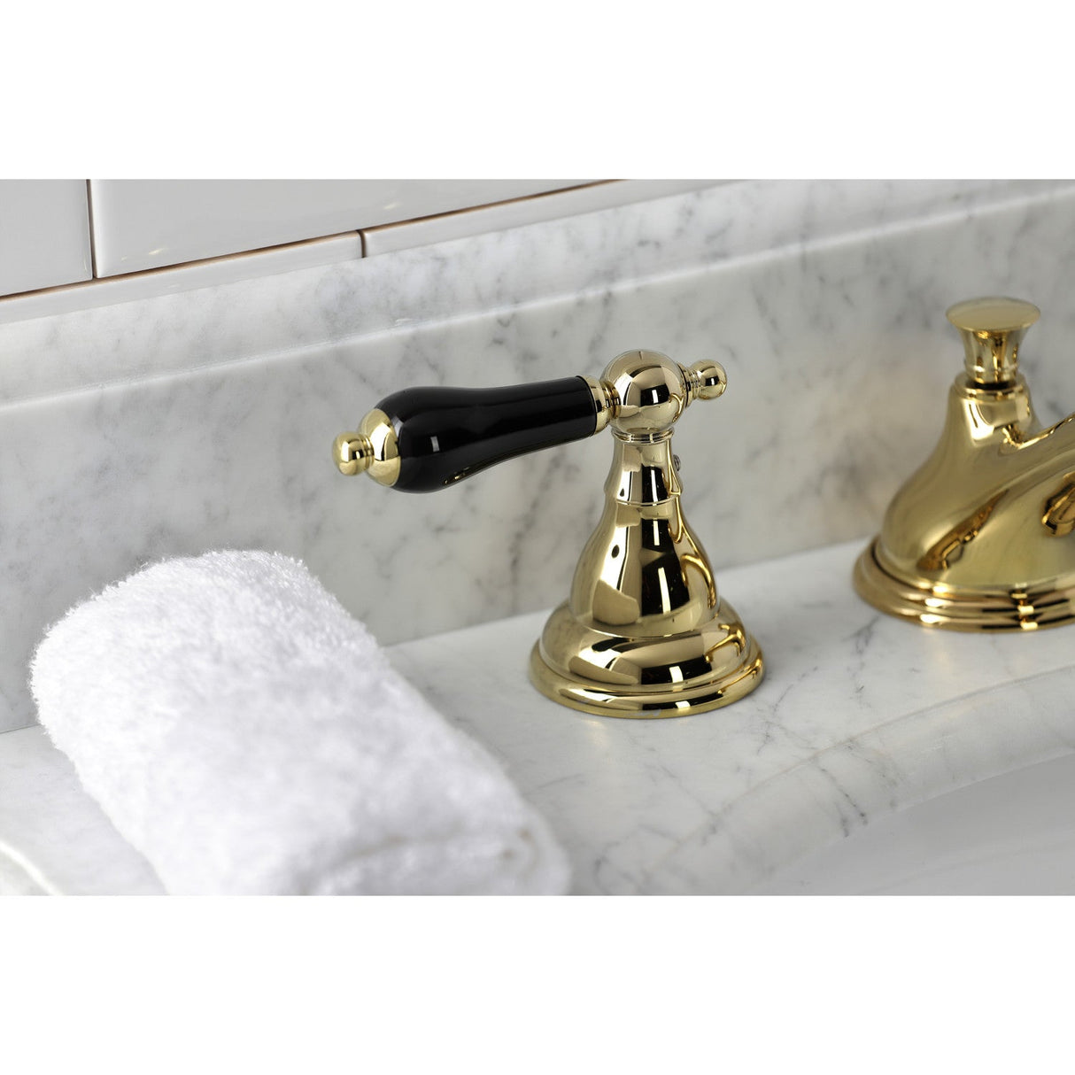 Duchess KS5562PKL Two-Handle Deck Mount Widespread Bathroom Faucet with Brass Pop-Up, Polished Brass