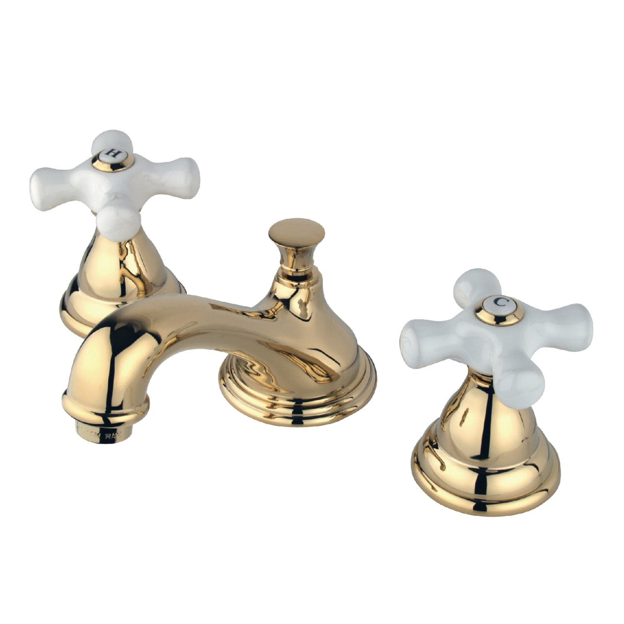 Royale KS5562PX Two-Handle 3-Hole Deck Mount Widespread Bathroom Faucet with Brass Pop-Up, Polished Brass