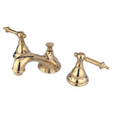 KS5562TL Two-Handle 3-Hole Deck Mount Widespread Bathroom Faucet with Brass Pop-Up, Polished Brass