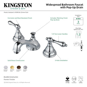 KS5565AL Two-Handle 3-Hole Deck Mount Widespread Bathroom Faucet with Brass Pop-Up, Oil Rubbed Bronze