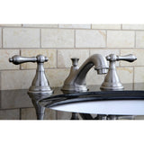 KS5568AL Two-Handle 3-Hole Deck Mount Widespread Bathroom Faucet with Brass Pop-Up, Brushed Nickel