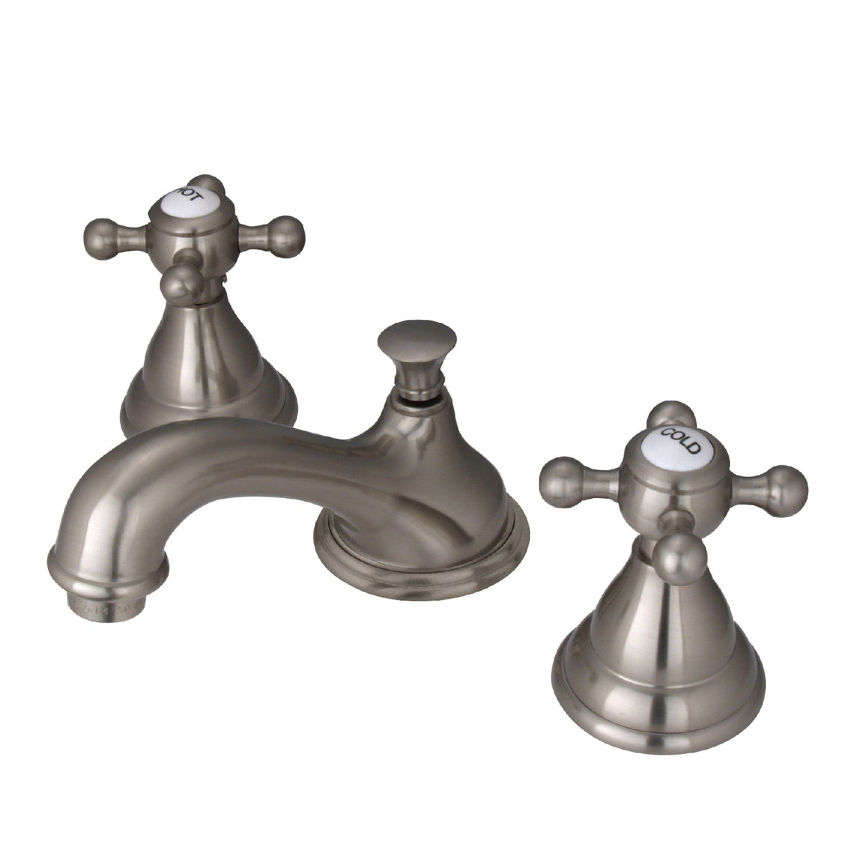 Royale KS5568BX Two-Handle 3-Hole Deck Mount Widespread Bathroom Faucet with Brass Pop-Up, Brushed Nickel