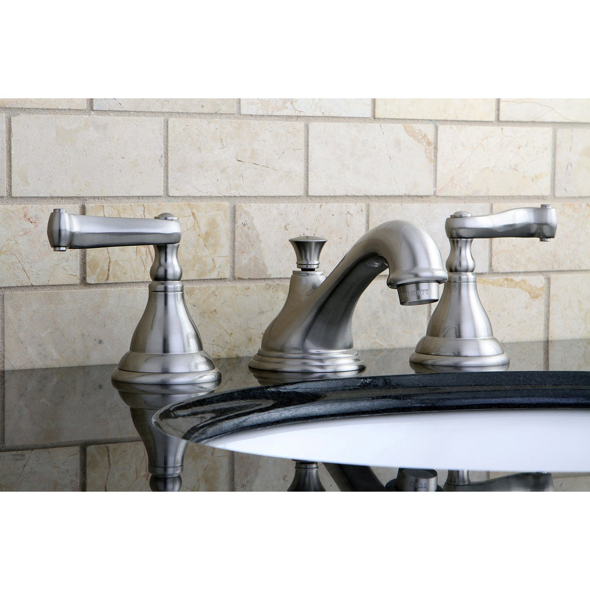 Royale KS5568FL Two-Handle 3-Hole Deck Mount Widespread Bathroom Faucet with Brass Pop-Up, Brushed Nickel