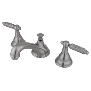 Georgian KS5568GL Two-Handle 3-Hole Deck Mount Widespread Bathroom Faucet with Brass Pop-Up, Brushed Nickel