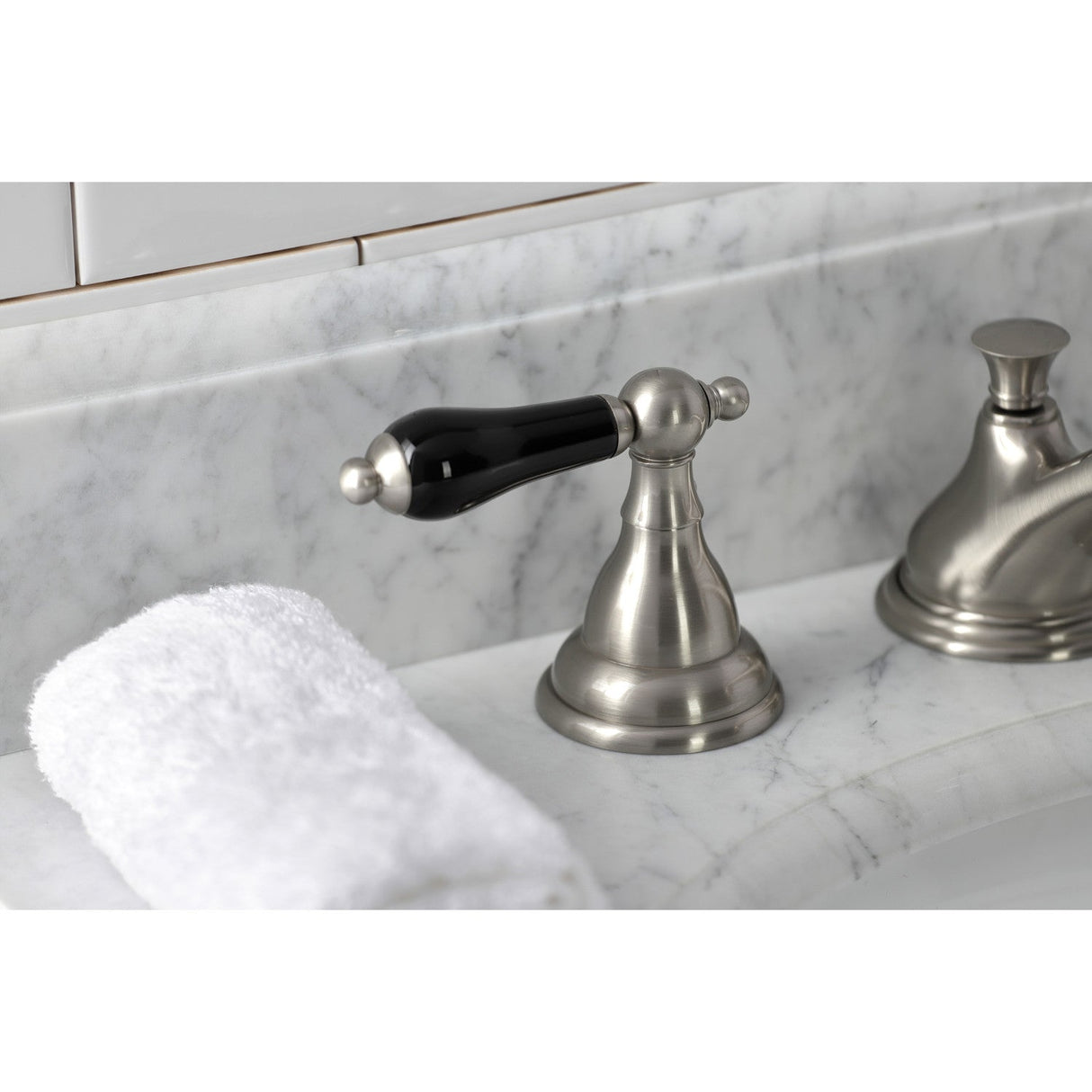 Duchess KS5568PKL Two-Handle Deck Mount Widespread Bathroom Faucet with Brass Pop-Up, Brushed Nickel