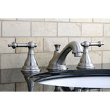 KS5568TL Two-Handle 3-Hole Deck Mount Widespread Bathroom Faucet with Brass Pop-Up, Brushed Nickel